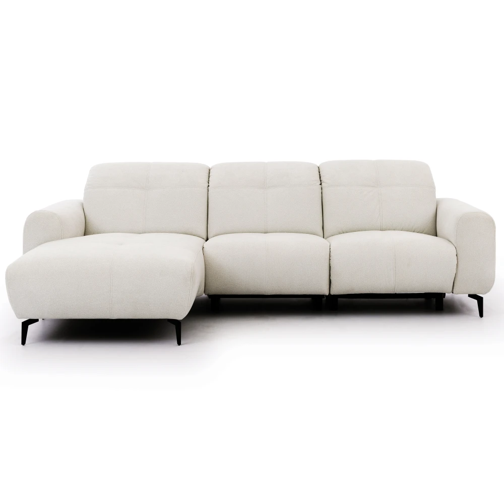 Narożnik Este Small Wygodny Mebel z funkcją relax zapewnia wyjątkowy komfort oraz nowoczesny design. Kompaktowa forma i wygodny szezlong tworzą idealną przestrzeń do codziennego relaksu.