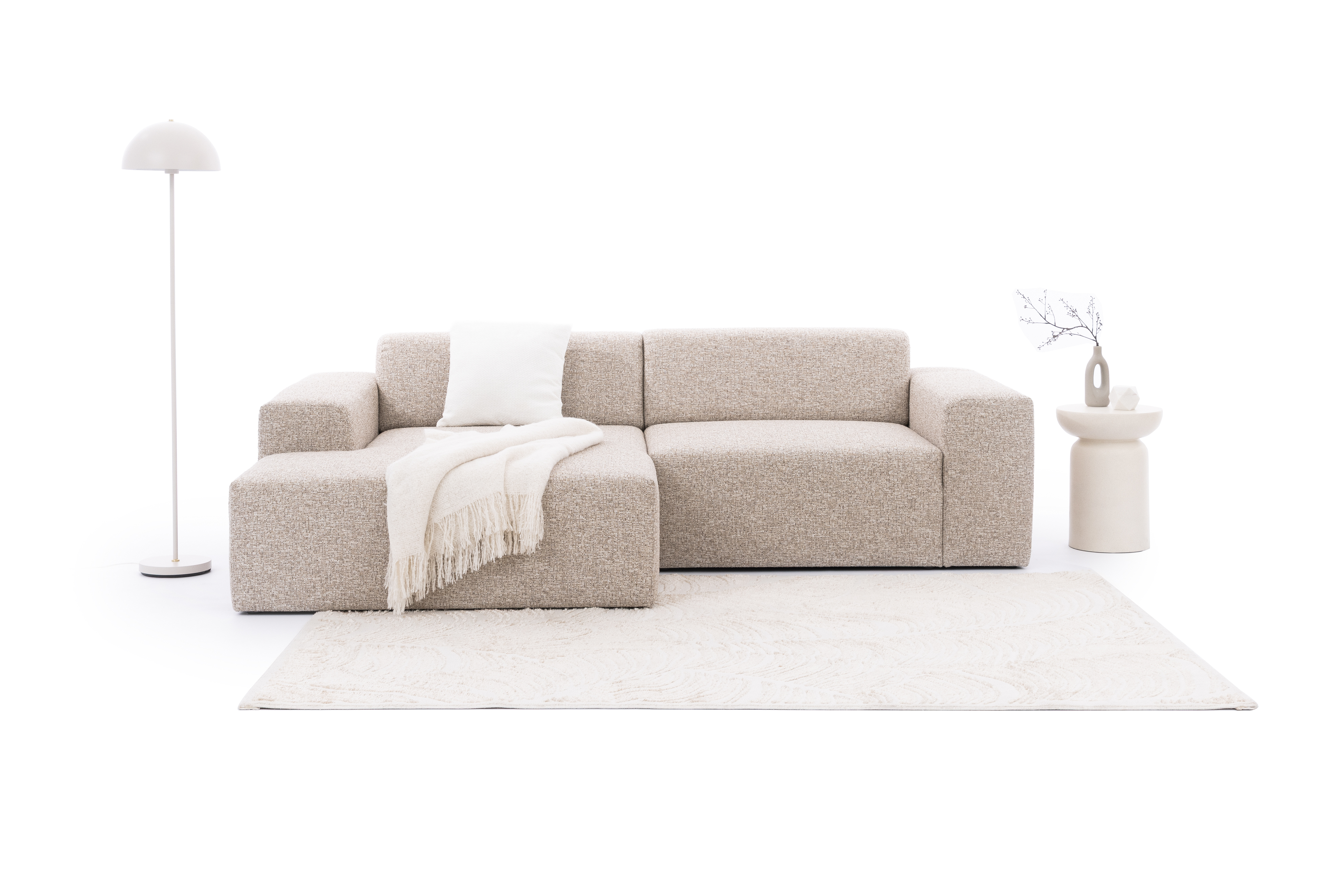 narożnik Zeus small z szeroką otomaną, nowoczesny mebel w inimalistycznym stylu 